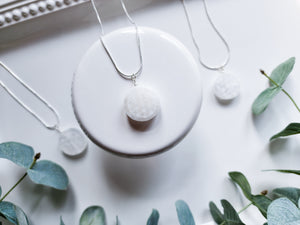 Selenite Engraved Flower of Life Necklace