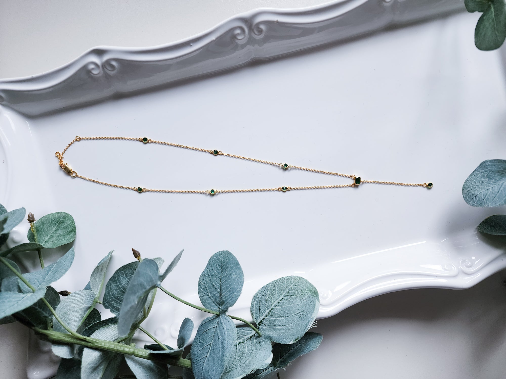 Dainty Emerald Sterling Gold Plated Necklace