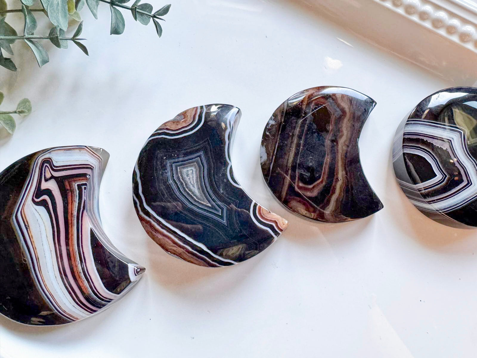 Silk Agate Crescent Moon