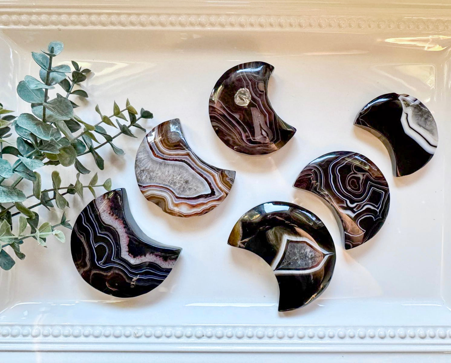  Silk Agate Crescent Moon