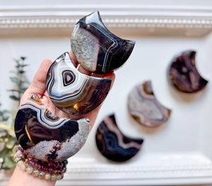 Silk Agate Crescent Moon