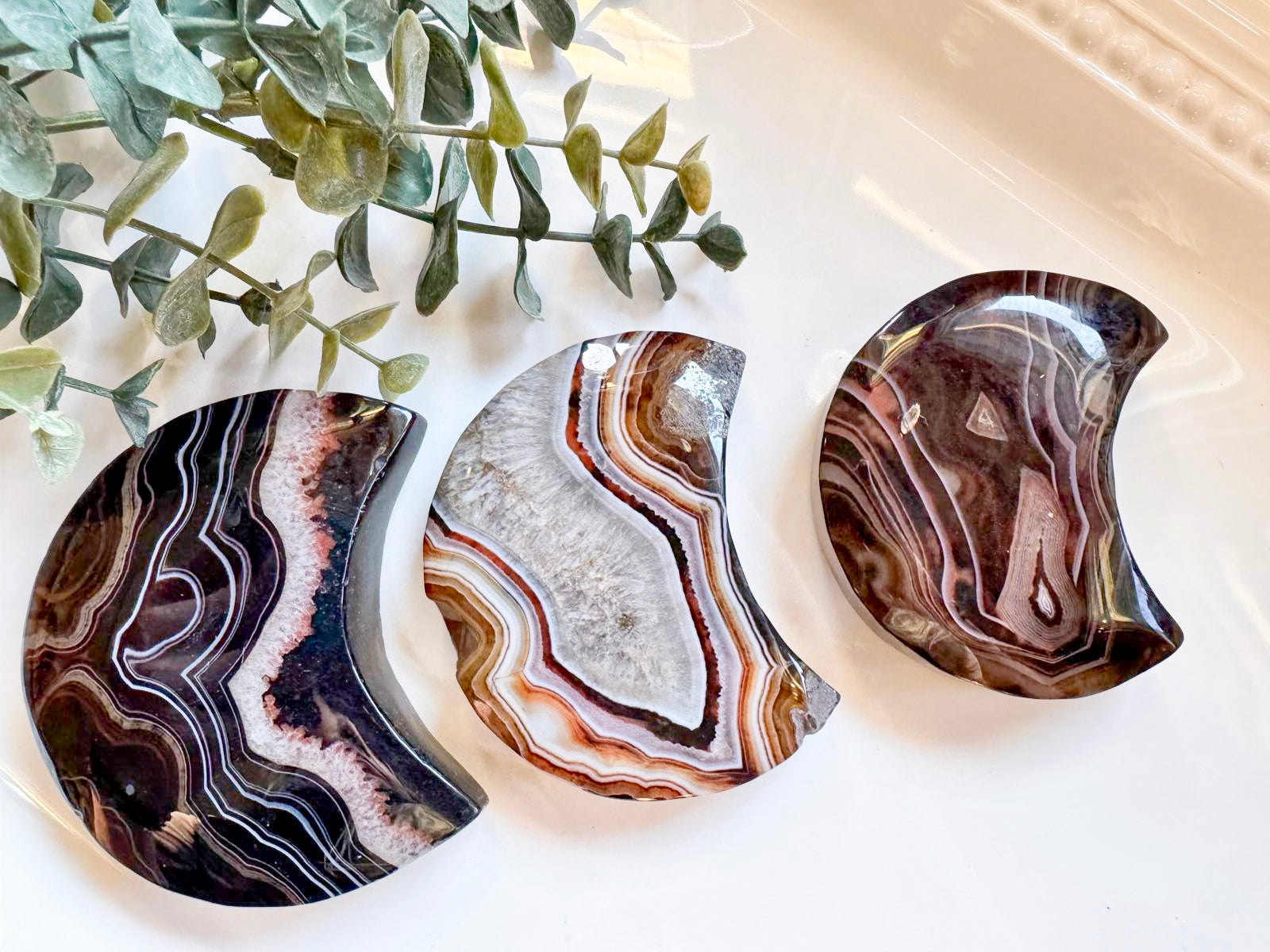 Silk Agate Crescent Moon