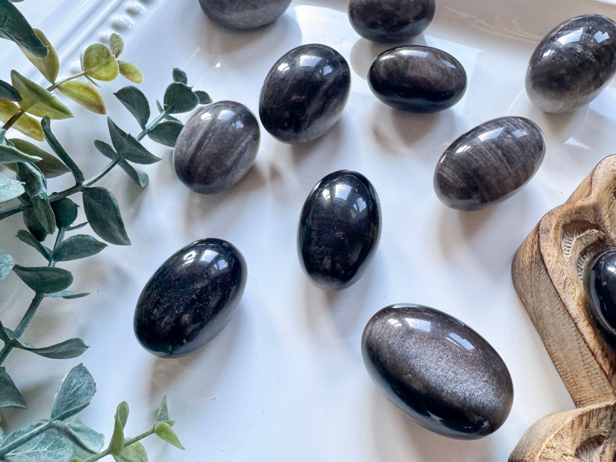 Silver Sheen Obsidian Round Tumbled Stone