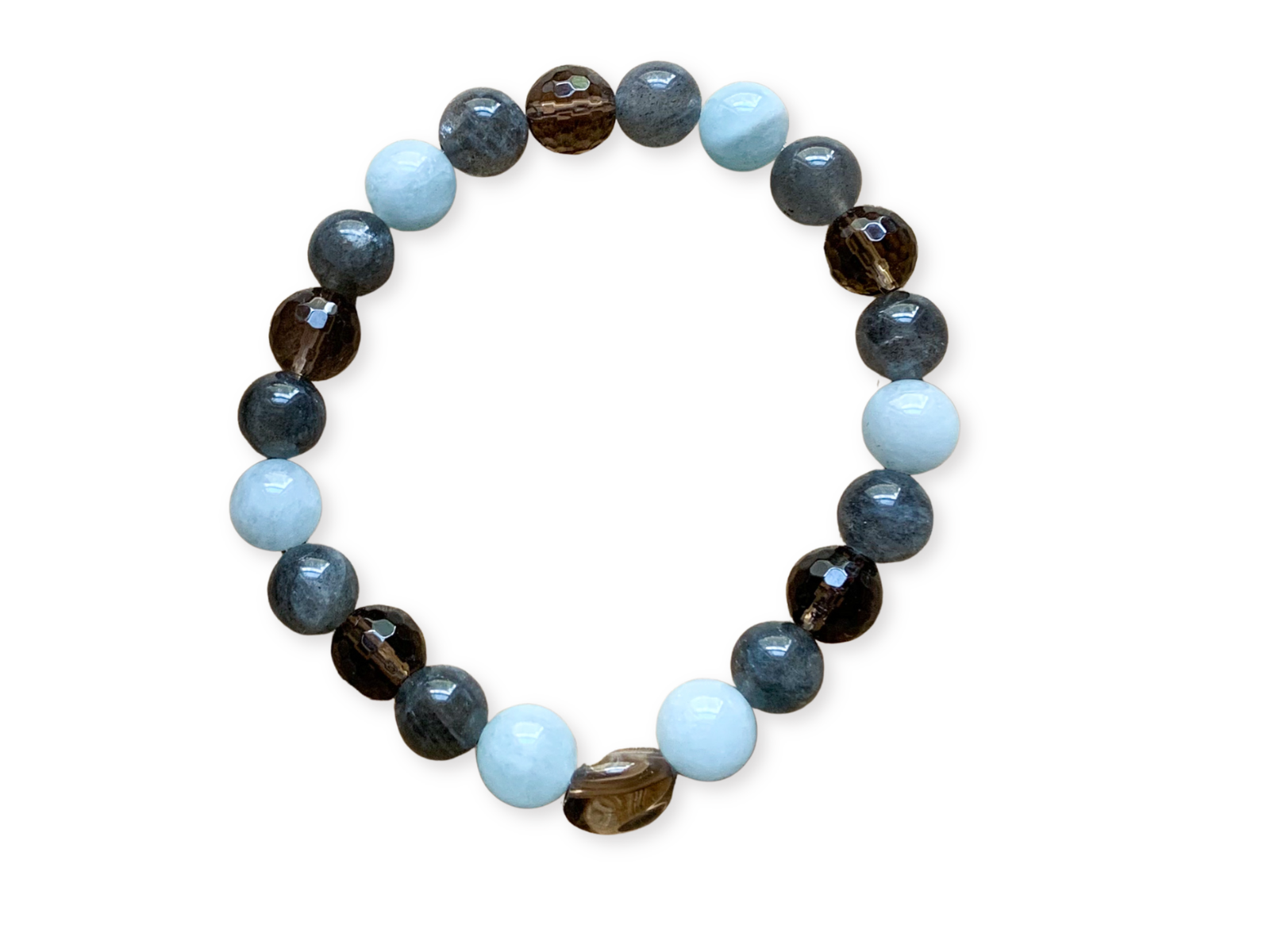 Smoky Quartz, Aquamarine and Labradorite Crystal Boho Bracelet