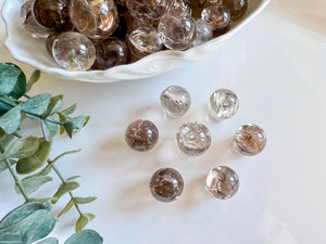 Smoky Crackle Quartz Sphere || Marble