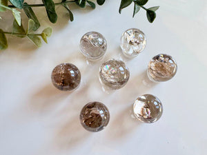 Smoky Crackle Quartz Sphere || Marble