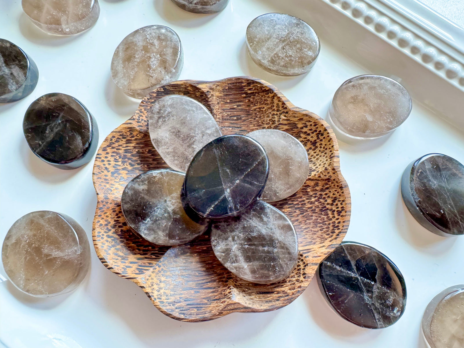 Smoky Quartz Flat Palm Stone
