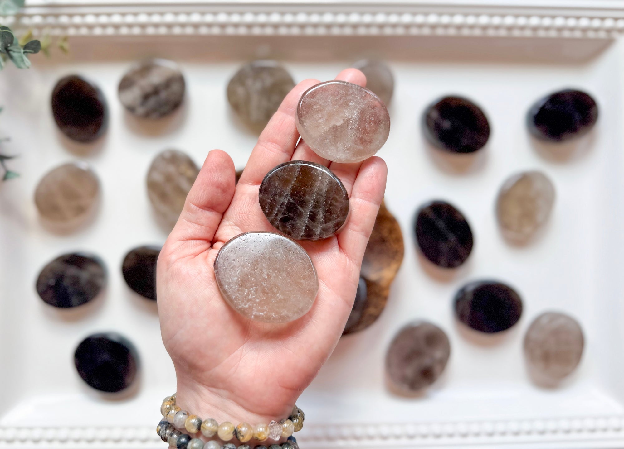 Smoky Quartz Flat Palm Stone
