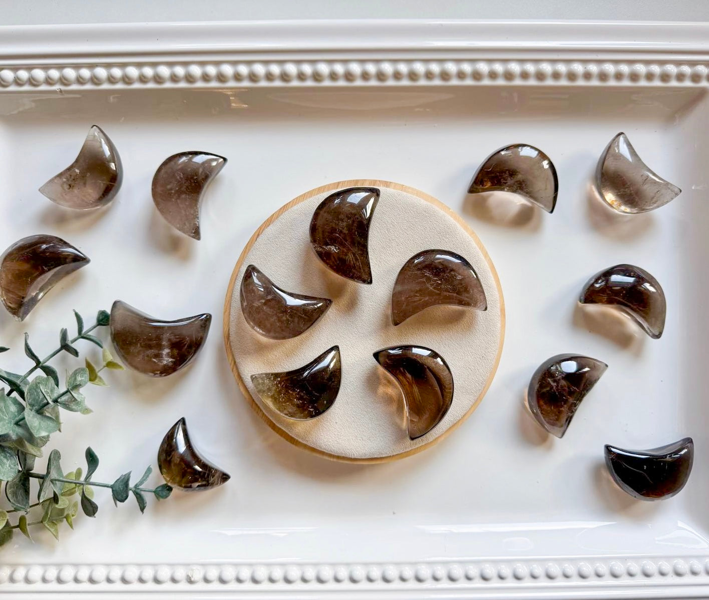 Smoky Quartz Puffy Crescent Moon