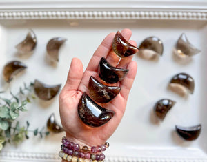 Smoky Quartz Puffy Crescent Moon
