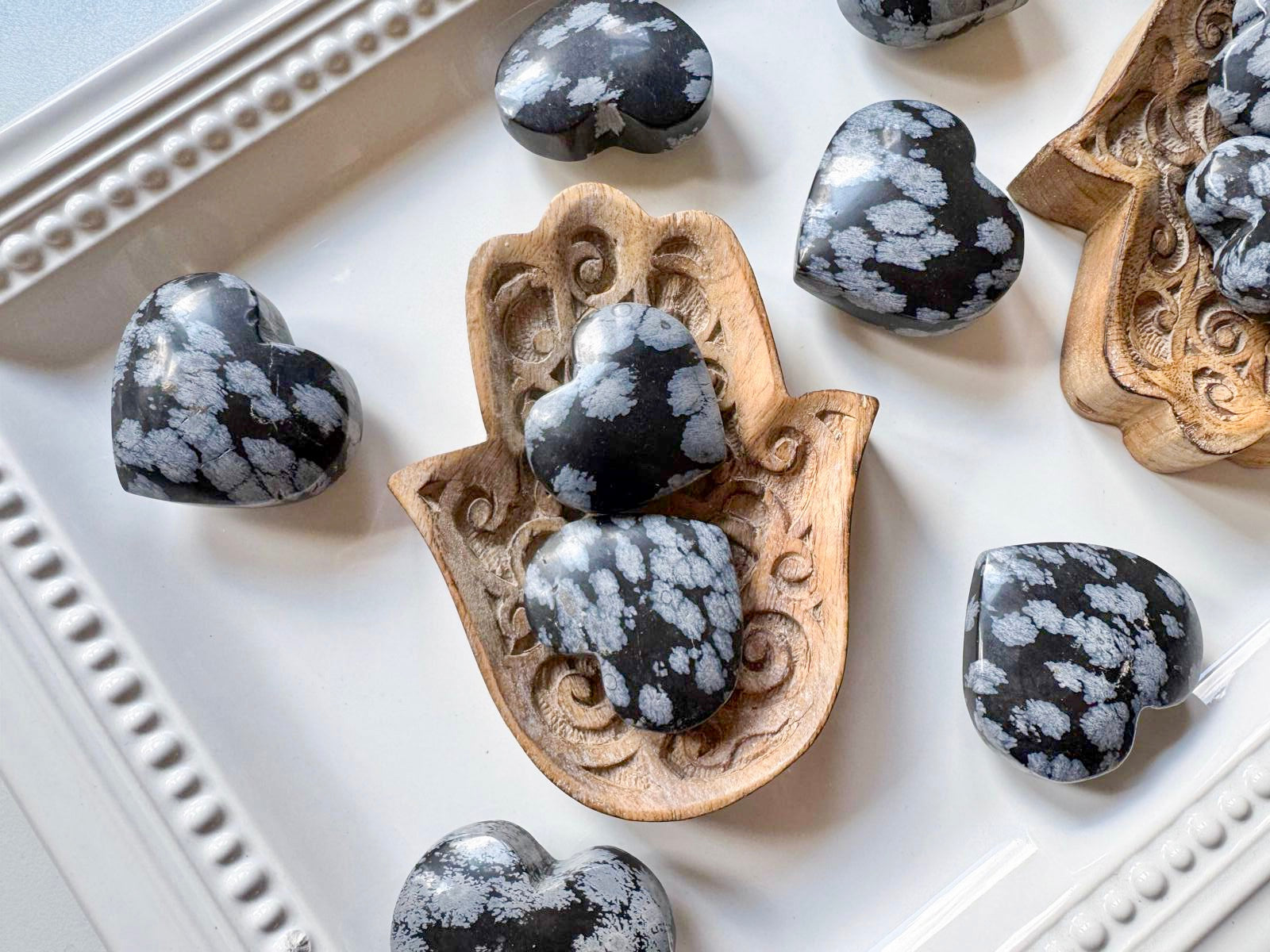 Snowflake Obsidian Heart