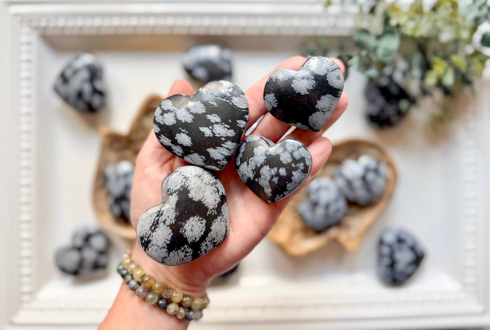 Snowflake Obsidian Heart