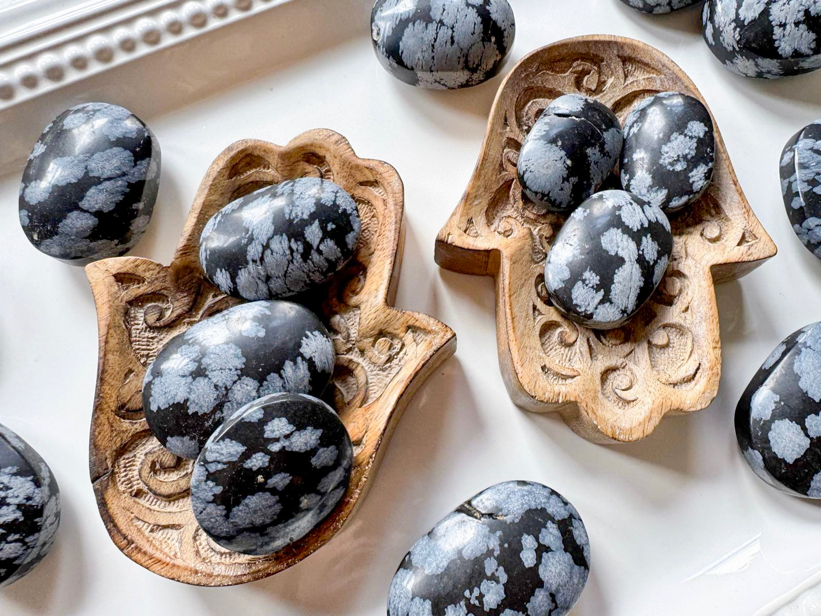 Snowflake Obsidian Palm Stone