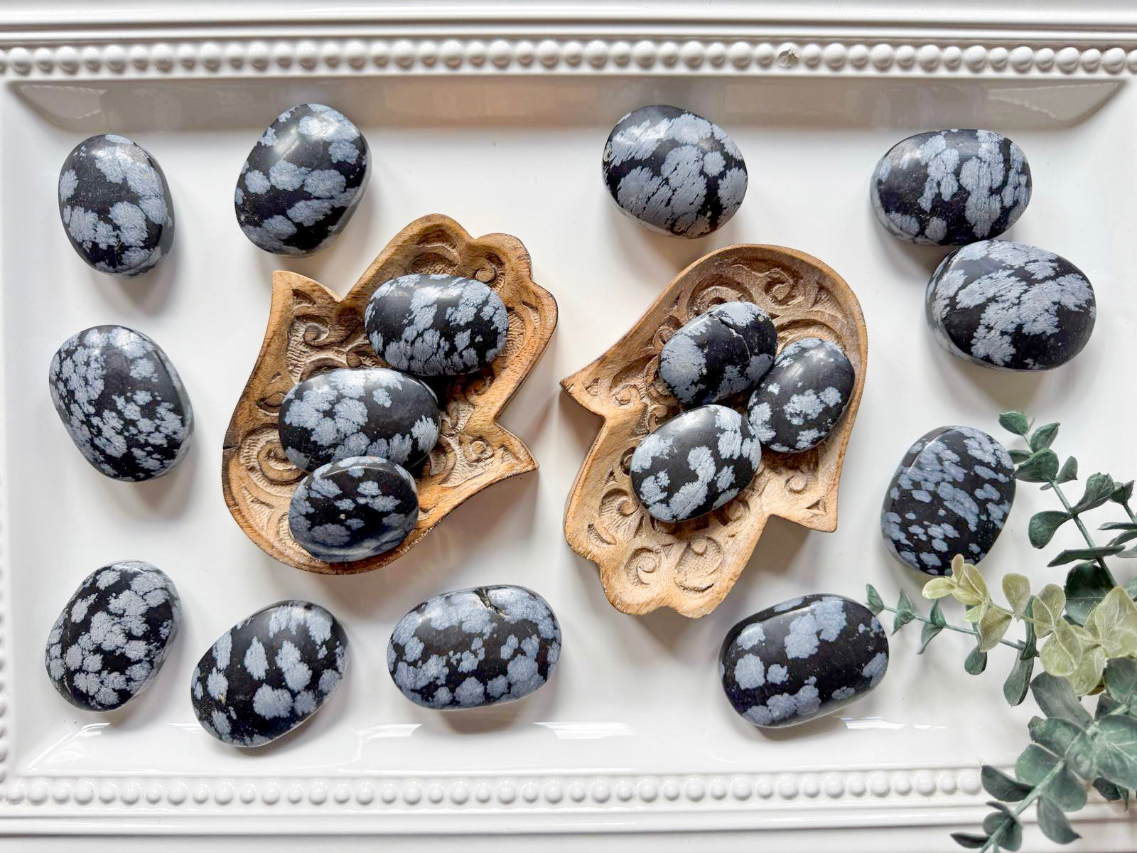 Snowflake Obsidian Palm Stone