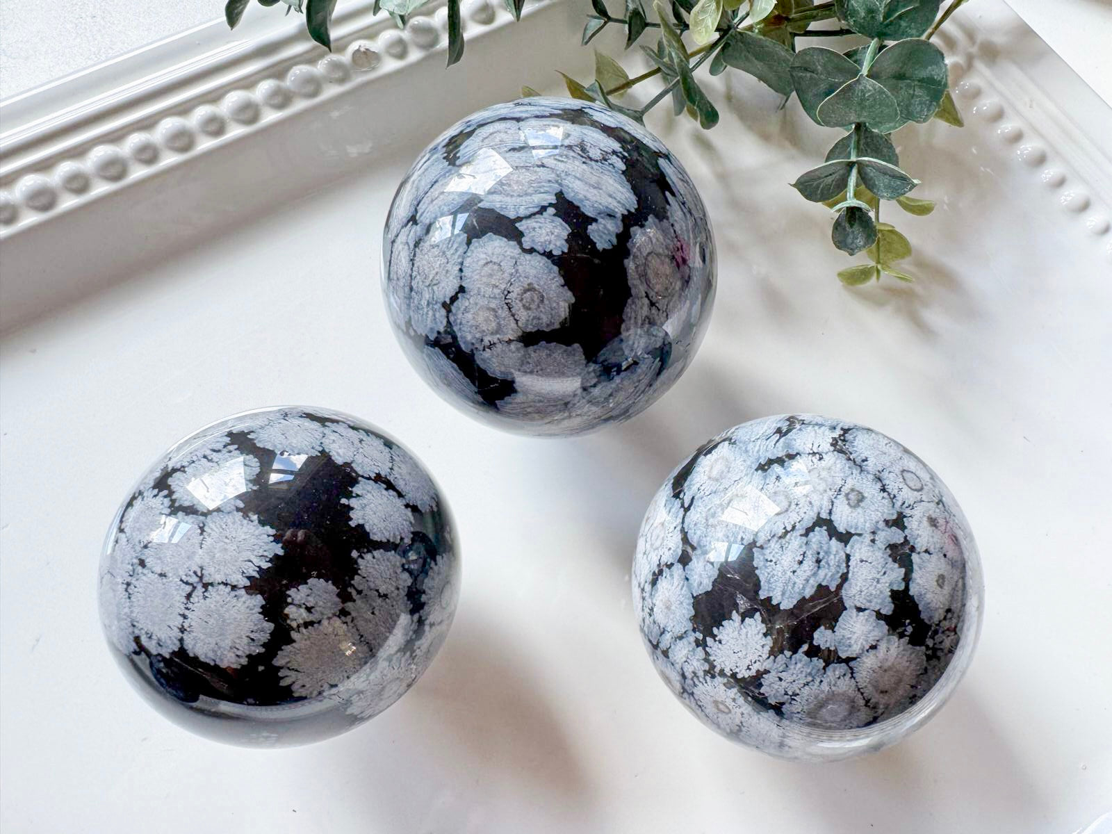 Snowflake Obsidian Sphere