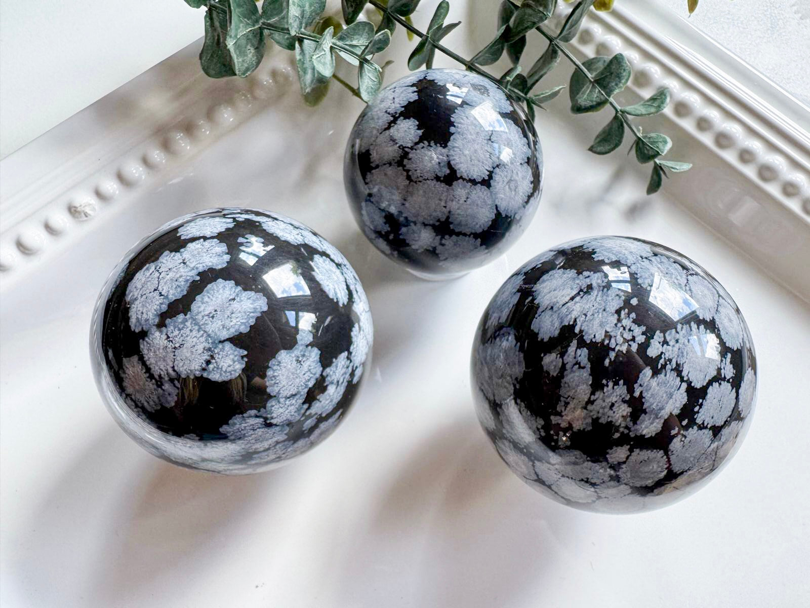 Snowflake Obsidian Sphere