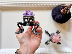 Spooky Halloween Double Skull with Legs Light with Amethyst Accent