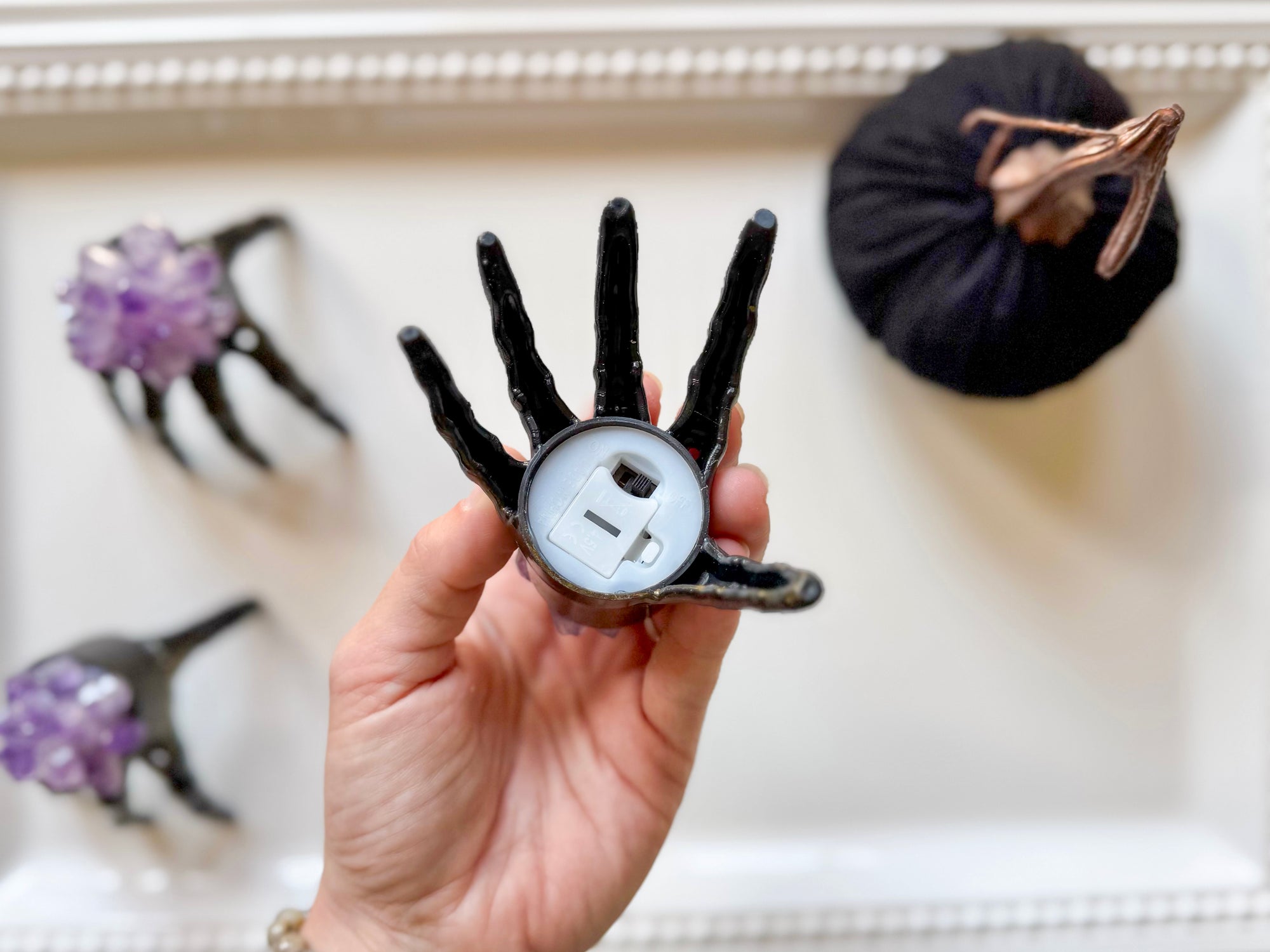 Spooky Halloween Hand Light with Amethyst Accent