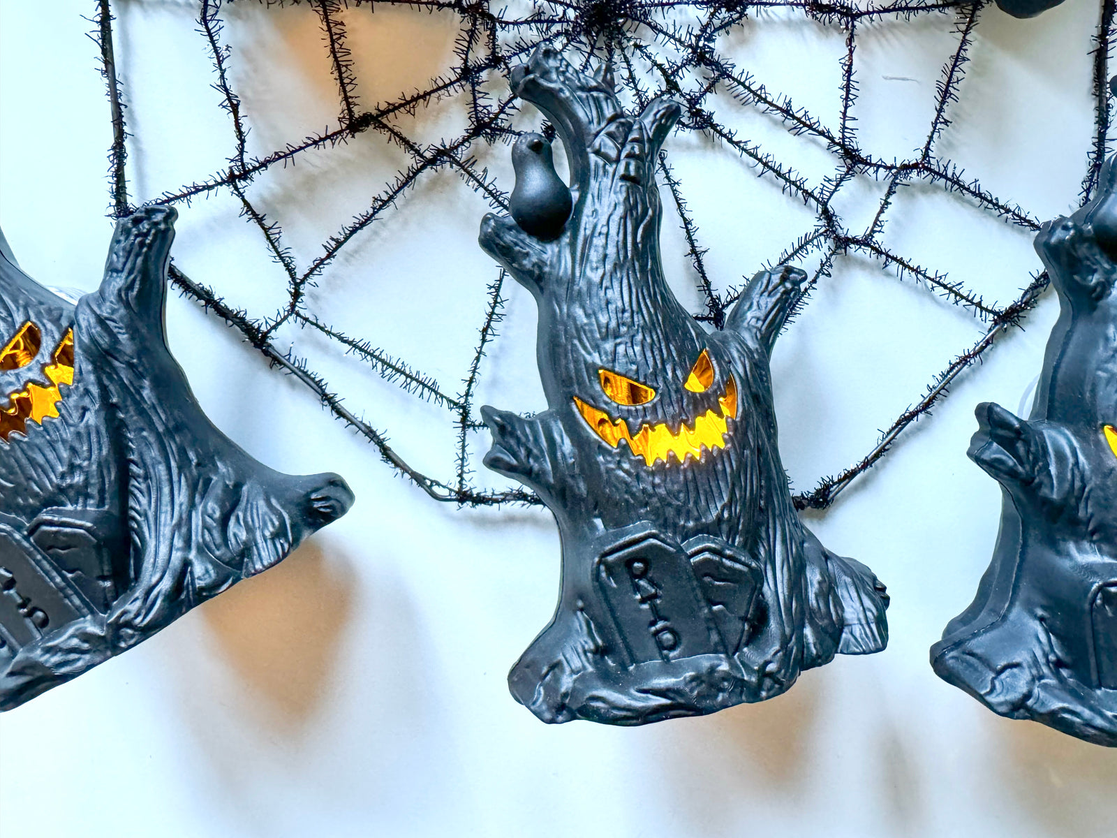 Spooky Halloween Tree Light with Wire Wrapped Crystal