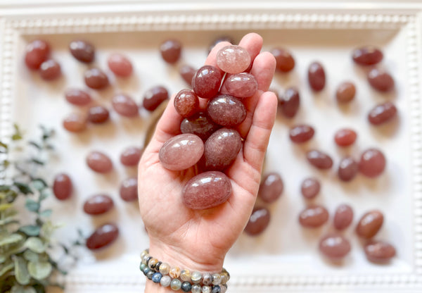 Strawberry Quartz Round Tumbled Stone - Angelic Roots