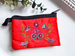 Sugar Skull Embroidered Zippered Pouch || Ecuador
