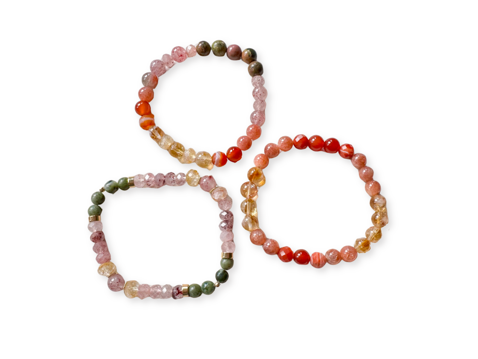 Autumn Equinox Carnelian, Garnet, Yellow Opal Beaded Bracelet || Reiki Infused