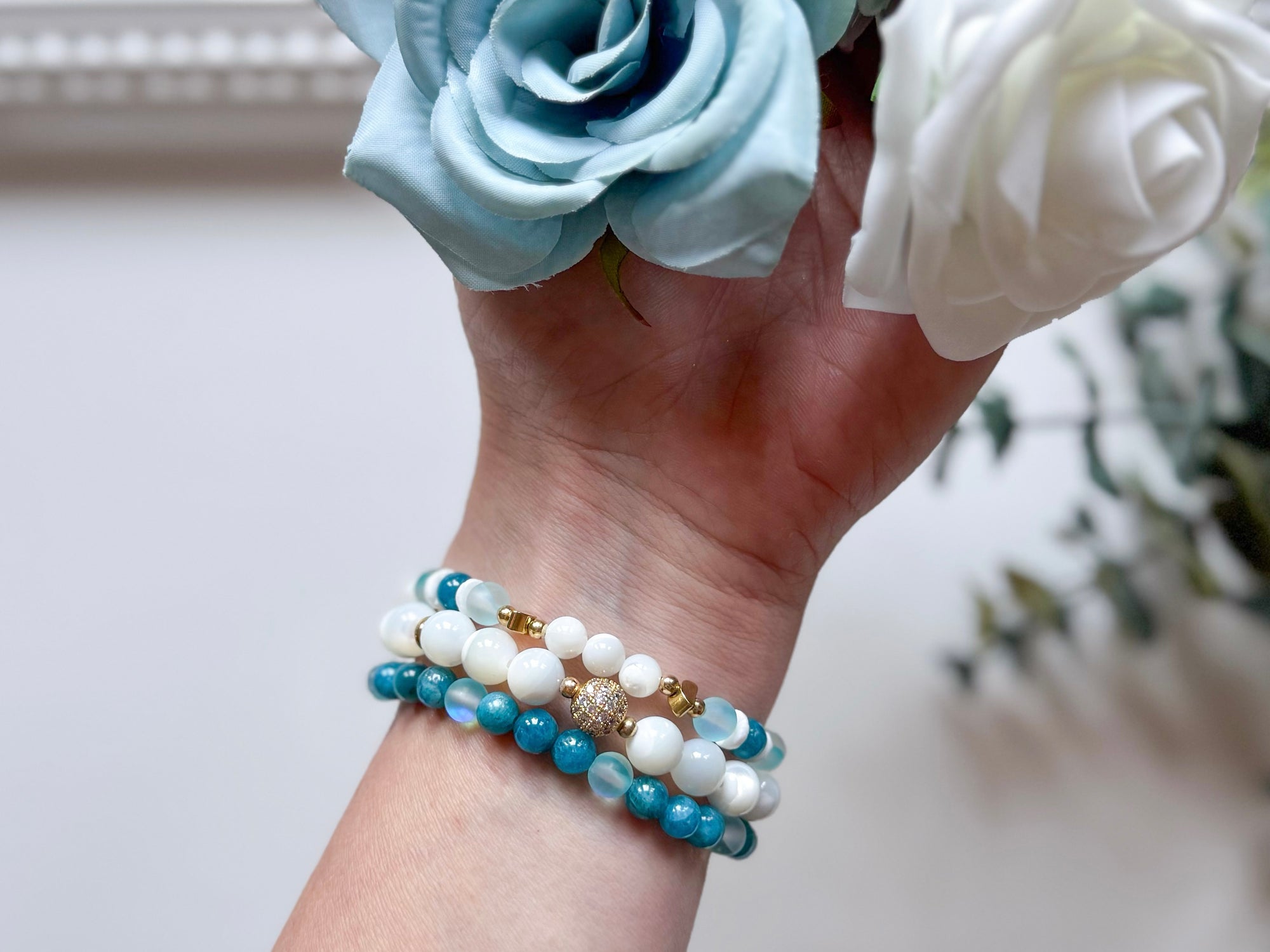 Summer Serenity Beaded Bracelet || Reiki Infused Stack 