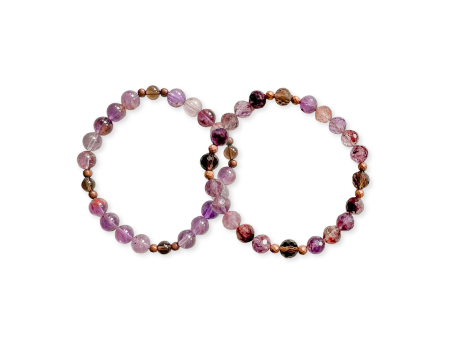 Super 7 & Smoky Quartz Beaded Bracelet || Reiki Infused