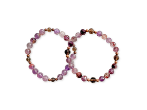 Super 7 & Smoky Quartz Beaded Bracelet || Reiki Infused