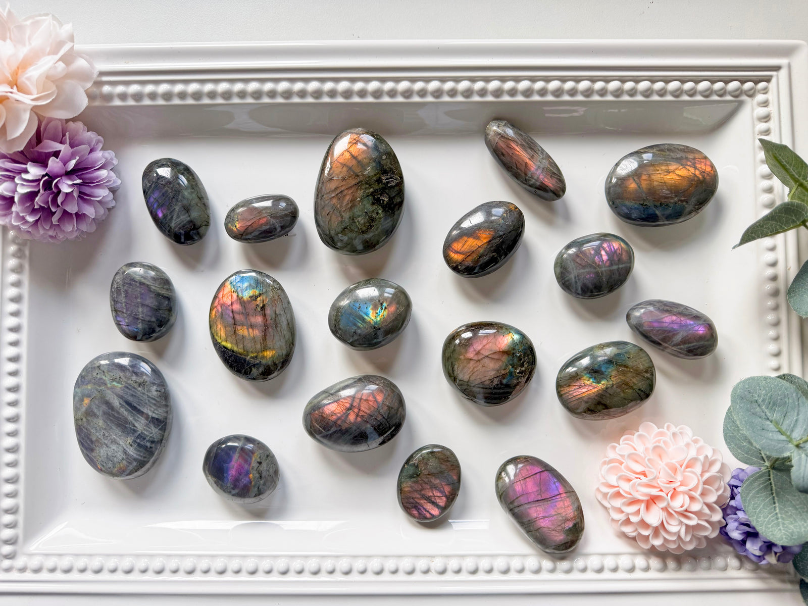 Super Labradorite Palm Stone|| Purple or Sunset Colors