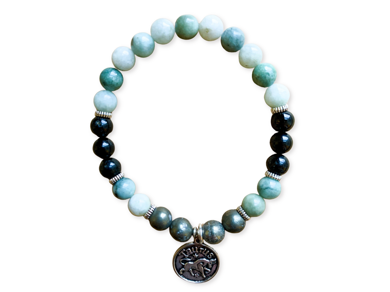 TAURUS Burmese Jade, Tourmaline, Pyrite Beaded Bracelet || Reiki Infused