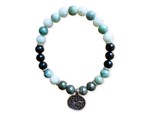 TAURUS Burmese Jade, Tourmaline, Pyrite Beaded Bracelet || Reiki Infused