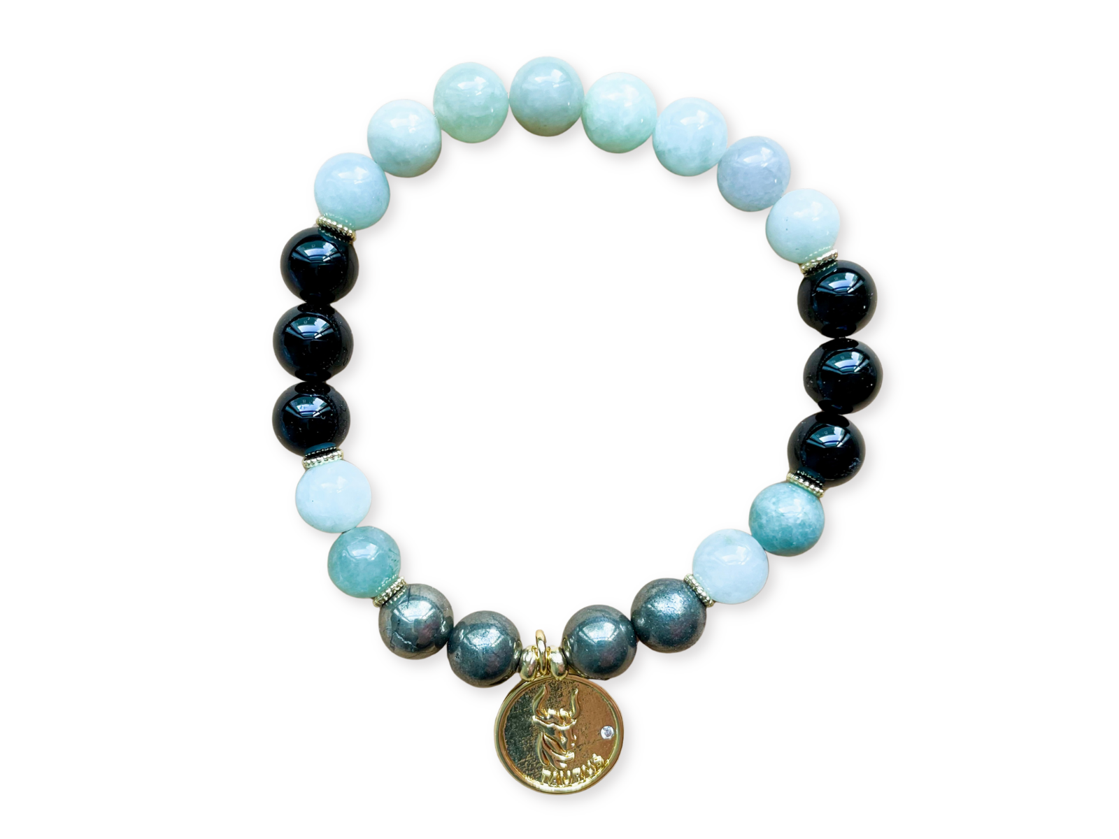 TAURUS GOLD EDITION Burmese Jade, Tourmaline, Pyrite Beaded Bracelet || Reiki Infused