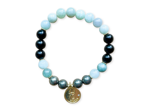 TAURUS GOLD EDITION Burmese Jade, Tourmaline, Pyrite Beaded Bracelet || Reiki Infused