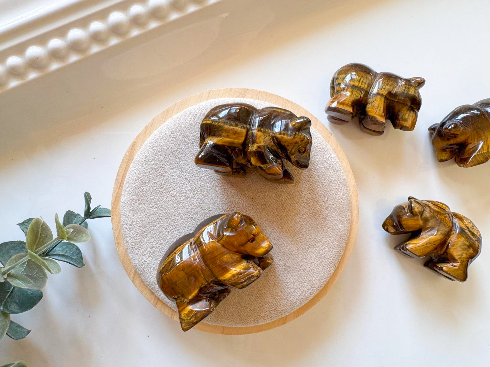 Tiger Eye Bear Carving || 1.5"