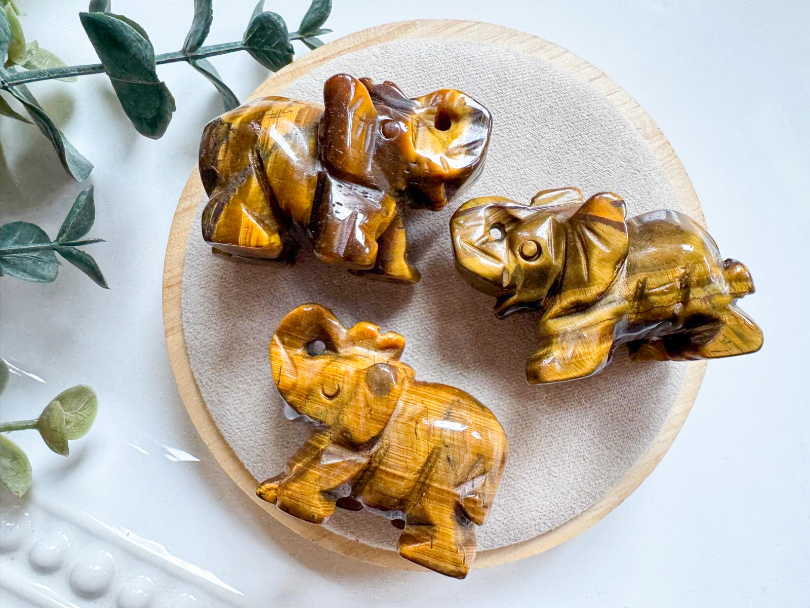 Tiger Eye Elephant Carving || 1.75"