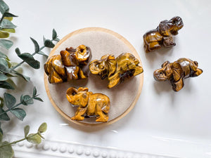 Tiger Eye Elephant Carving || 1.75"