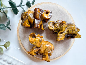 Tiger Eye Elephant Carving || 1.75"