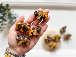 Tiger Eye Elephant Carving || 1.75"