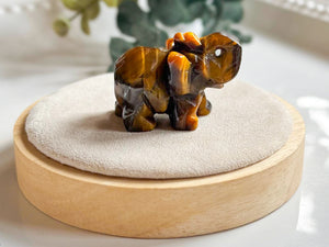 Tiger Eye Elephant Carving || 1.75"