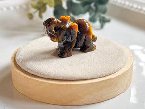 Tiger Eye Elephant Carving || 1.75"