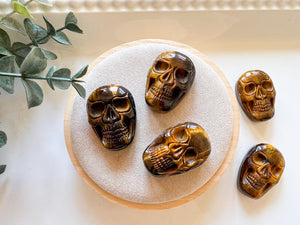 Tiger Eye Skull Carving || 1"
