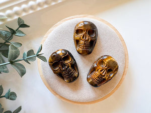 Tiger Eye Skull Carving || 1"