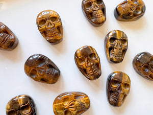 Tiger Eye Skull Carving || 1"