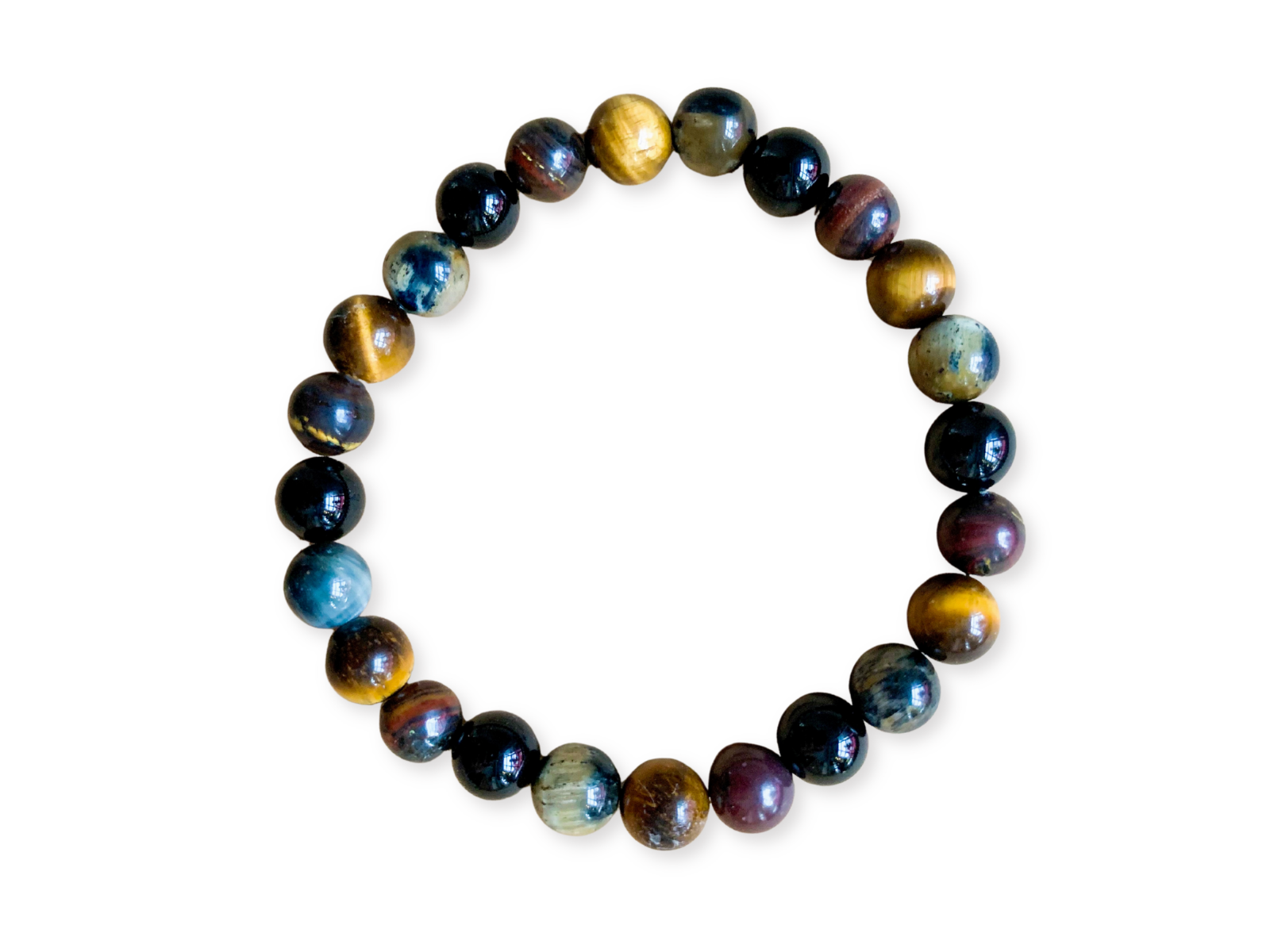 Tiger's Eye, Tiger Iron, Blue Tiger Eye & Onyx Bracelet || Reiki Infused