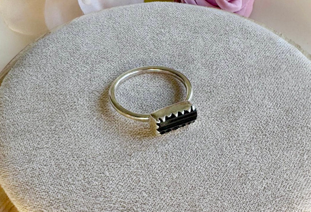 Tourmaline Sterling Ring || Horizontal Bar