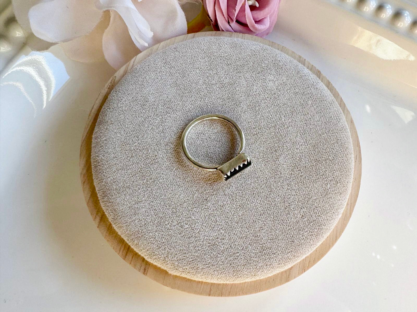 Tourmaline Sterling Ring || Horizontal Bar