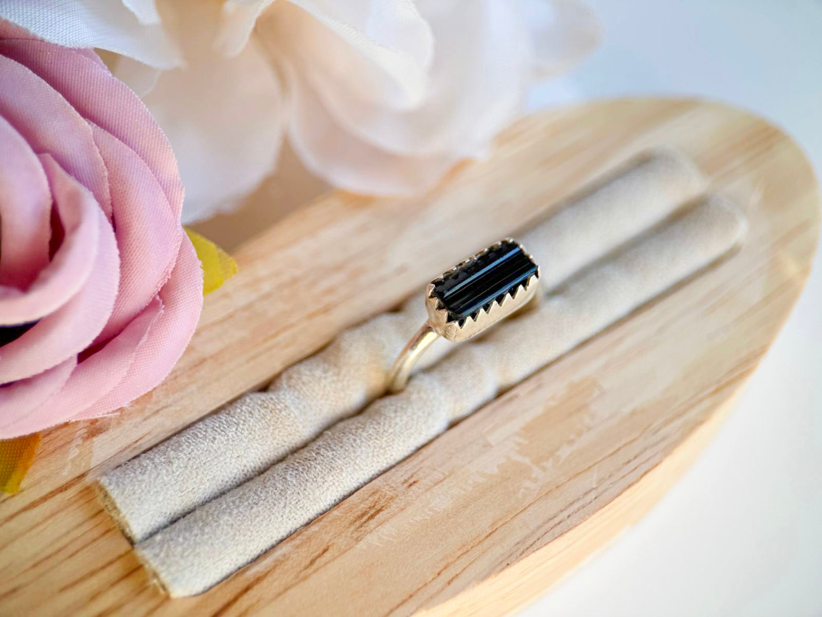 Tourmaline Sterling Ring || Horizontal Bar