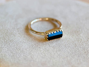 Tourmaline Sterling Ring || Horizontal Bar