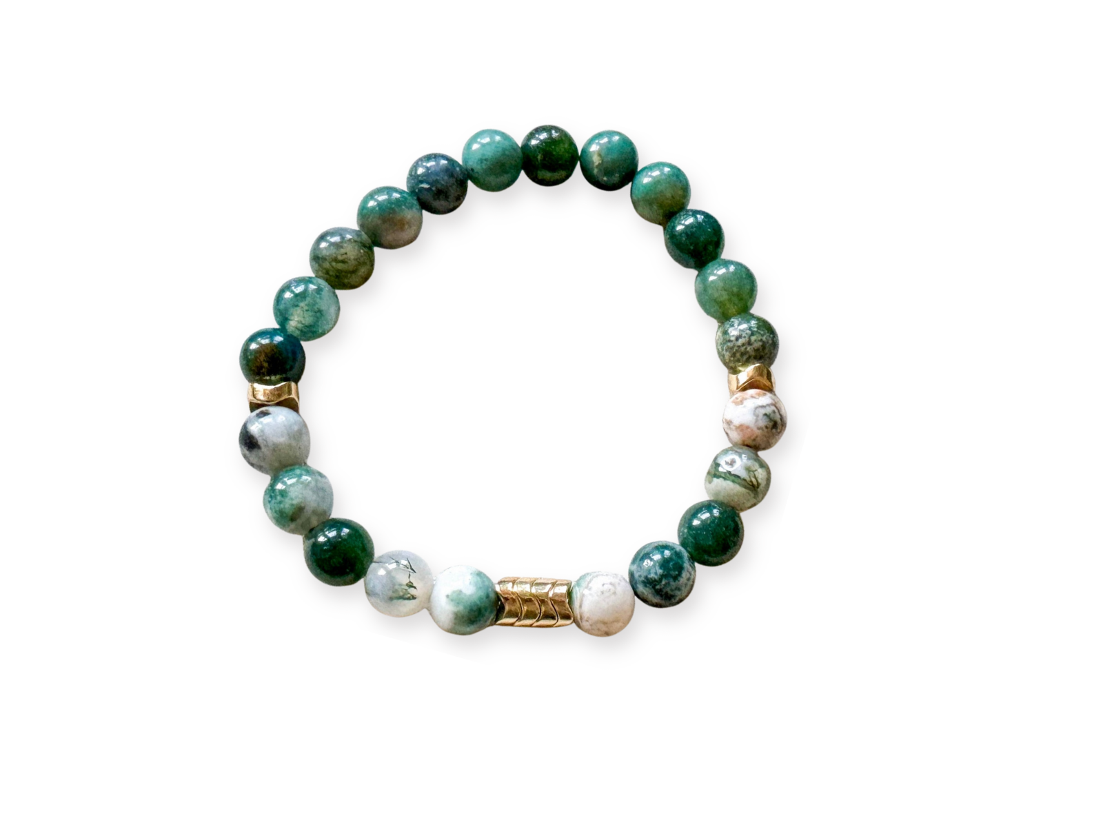 Tree Agate & Moss Agate Beaded Bracelet || Reiki Infused
